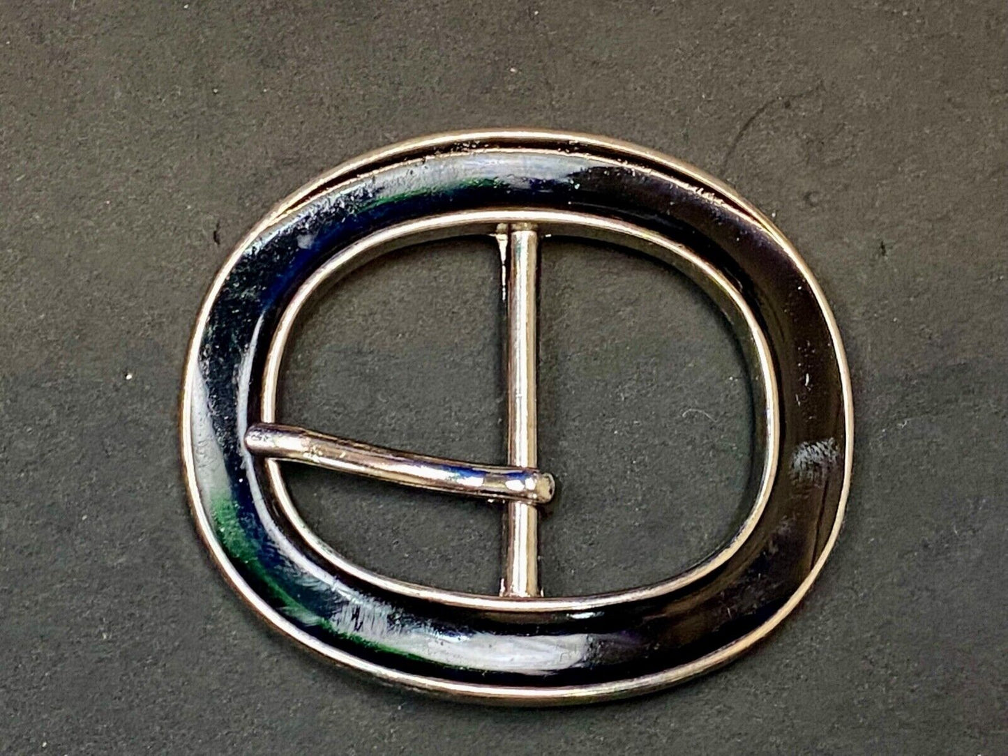 3" Wide Formal Silver And Black Color Oval Belt Buckle - Retro Vibe