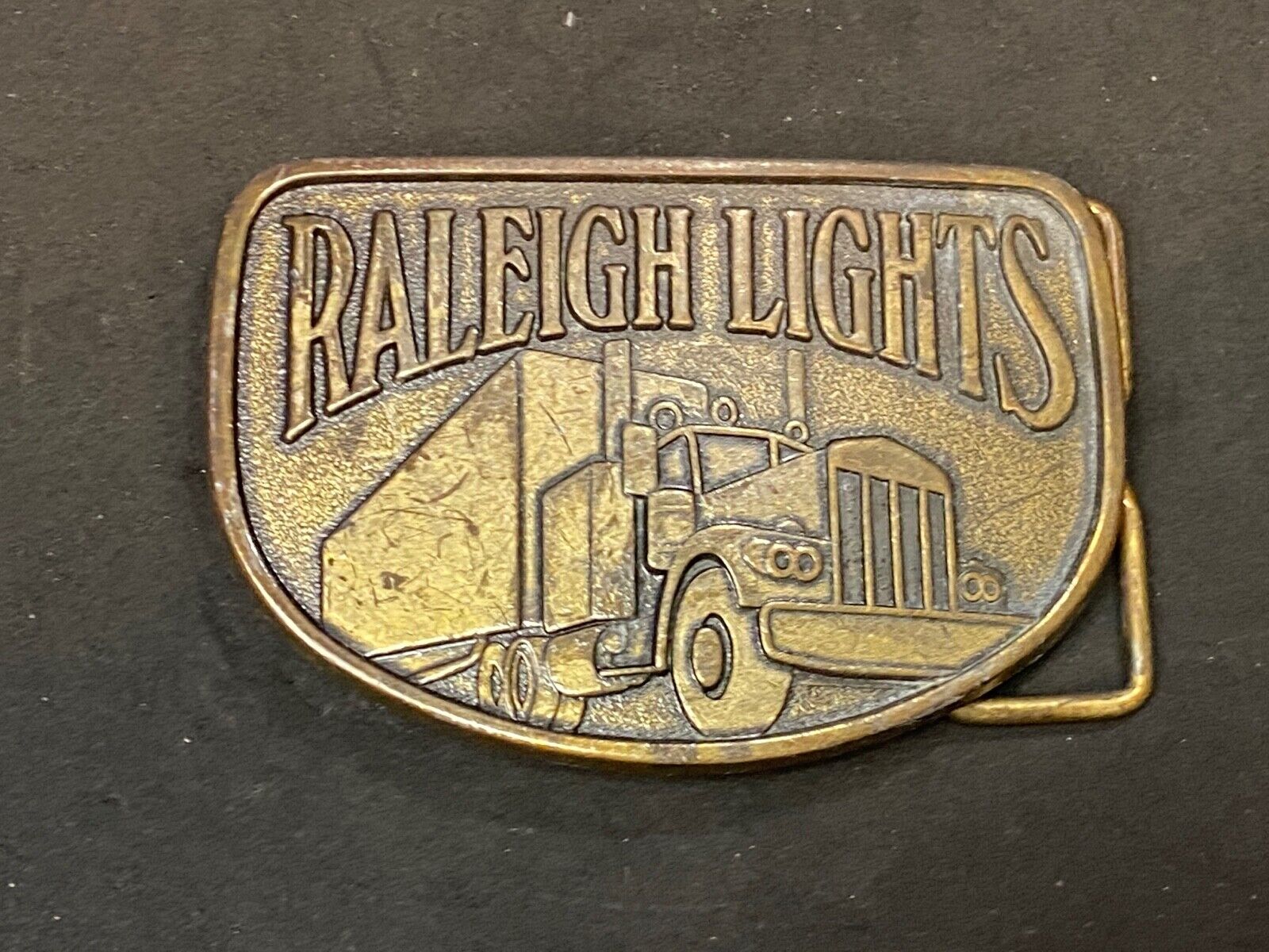 Vintage 80'S? Raleigh Lights Belt Buckle Cigarette Advertising Trucker 