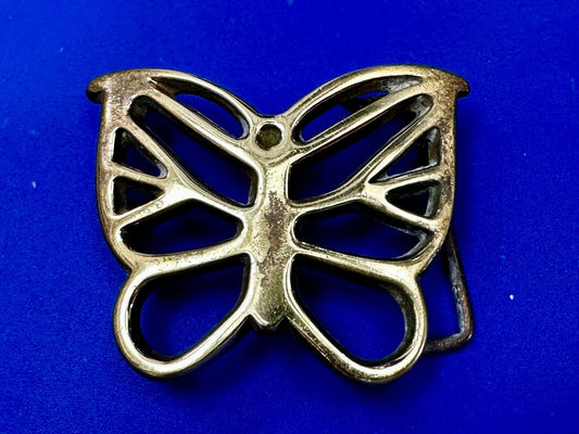70s Butterfly Bug Insect Girl Kid Hippie Boho Animal Art Brass Vtg. Belt Buckle