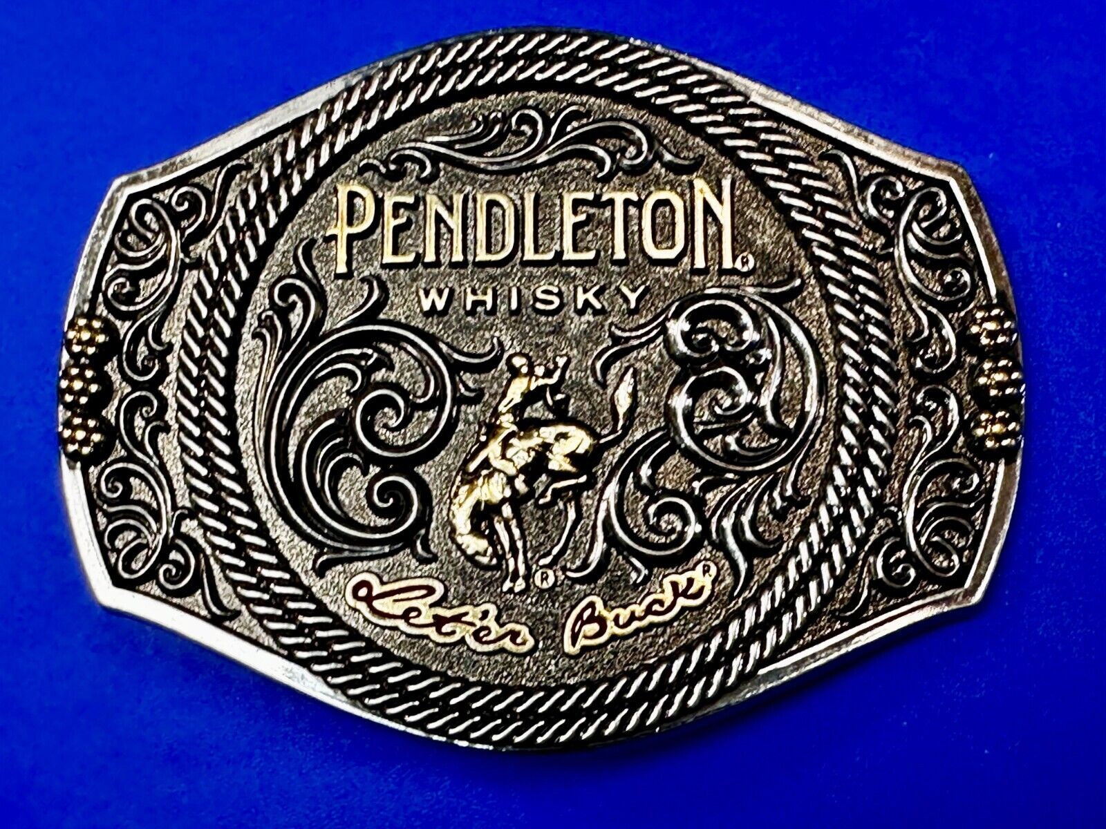 2021 Pendleton Whiskey Let'er Buck Rodeo Cowboy Montana Silversmiths Belt Buckle