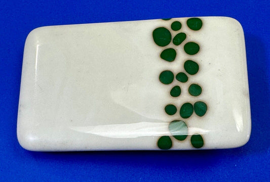 Artisan painting glossy porcelain? rectangular white & green color belt buckle