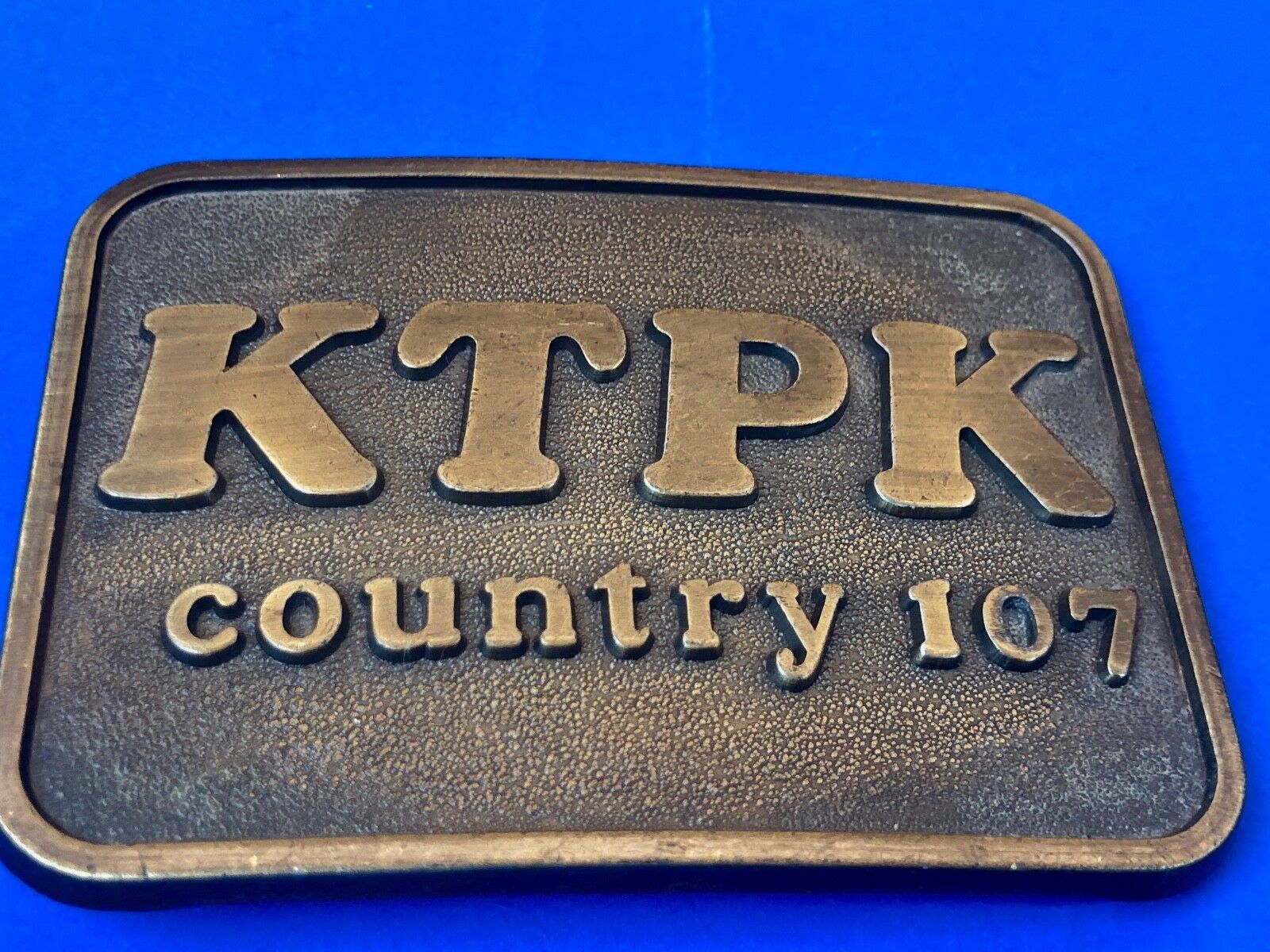 Vintage KTPK Country Music Radio Station Advertising Brass plated Belt Buckle 