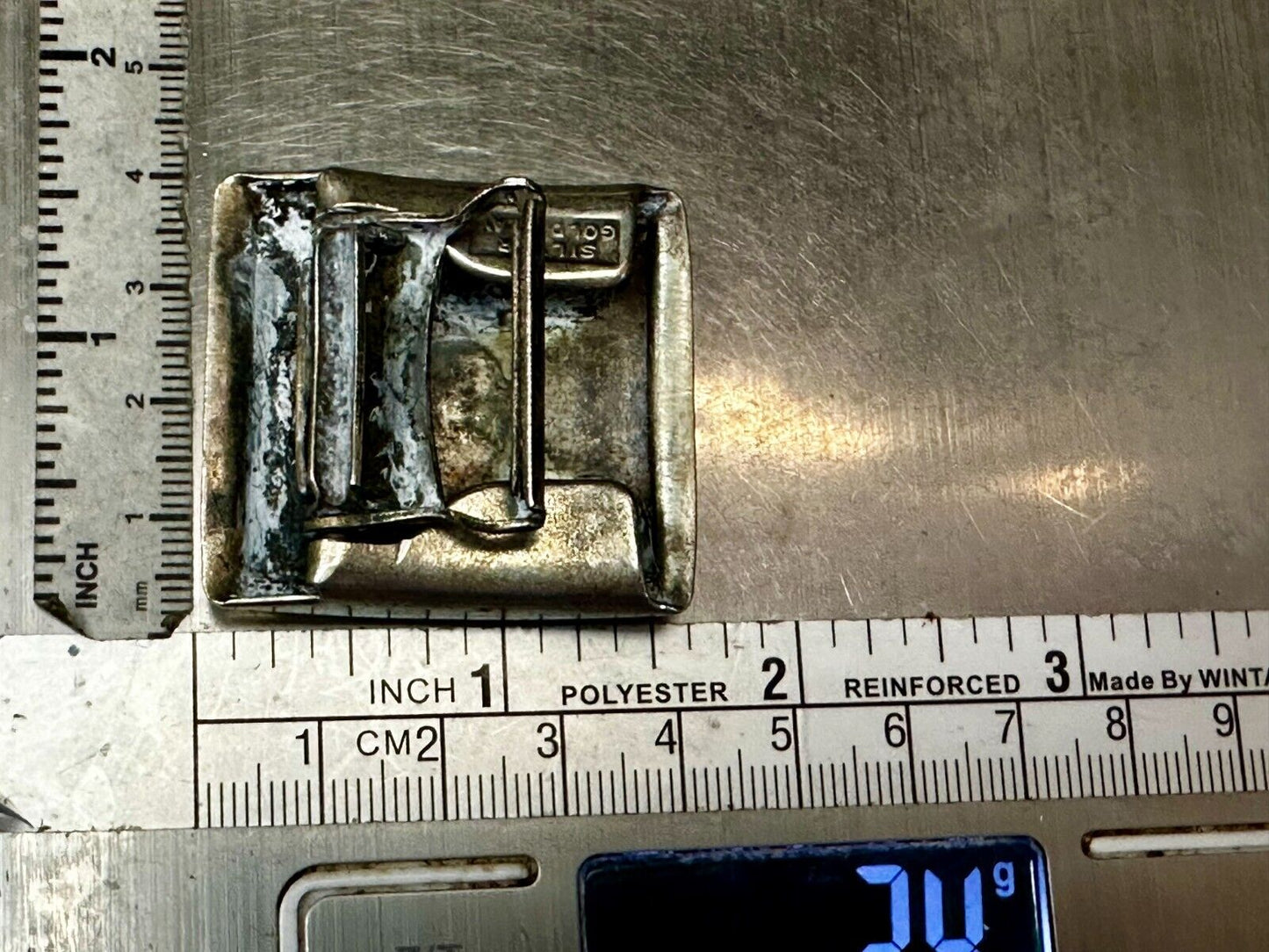 Antique Silver Gold Inlay Belt Buckle Ready To Engrave Letter Monogram Initial