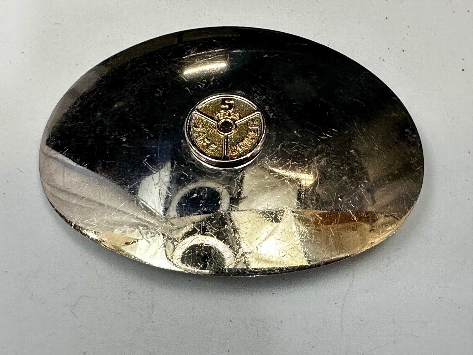 5 years Safety Award Vintage Nickel Silver reflective oval Belt Buckle