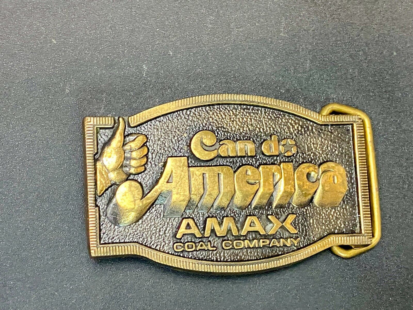 Amax Coal Surface Mining Miner Mine Can Do America Vintage Bts Belt Buckle