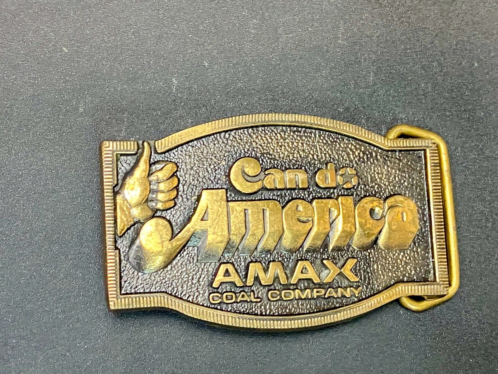 Amax Coal Surface Mining Miner Mine Can Do America Vintage Bts Belt Buckle
