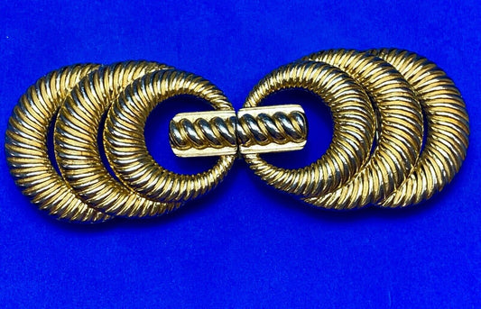 80's Accessocraft NYC Loops - Two piece Interlocking gold color belt buckle