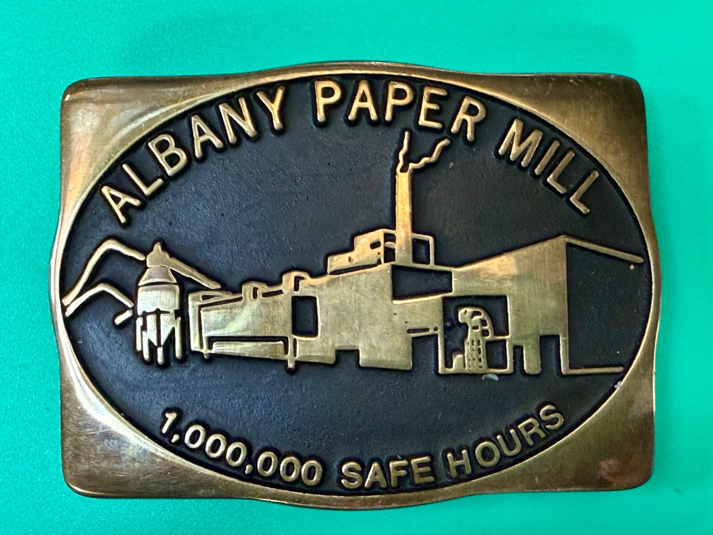 Albany Paper Mill 1,000,000 Safe Hours Solid Brass 1988 Anacortes Belt Buckle