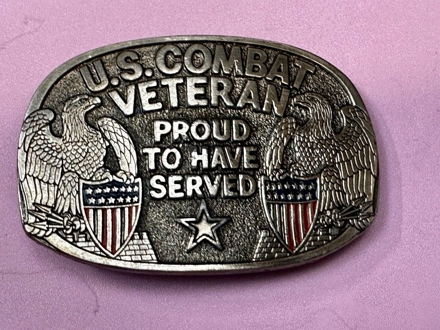 US Combat Veteran - Proud to have served our country Vintage Belt Buckle