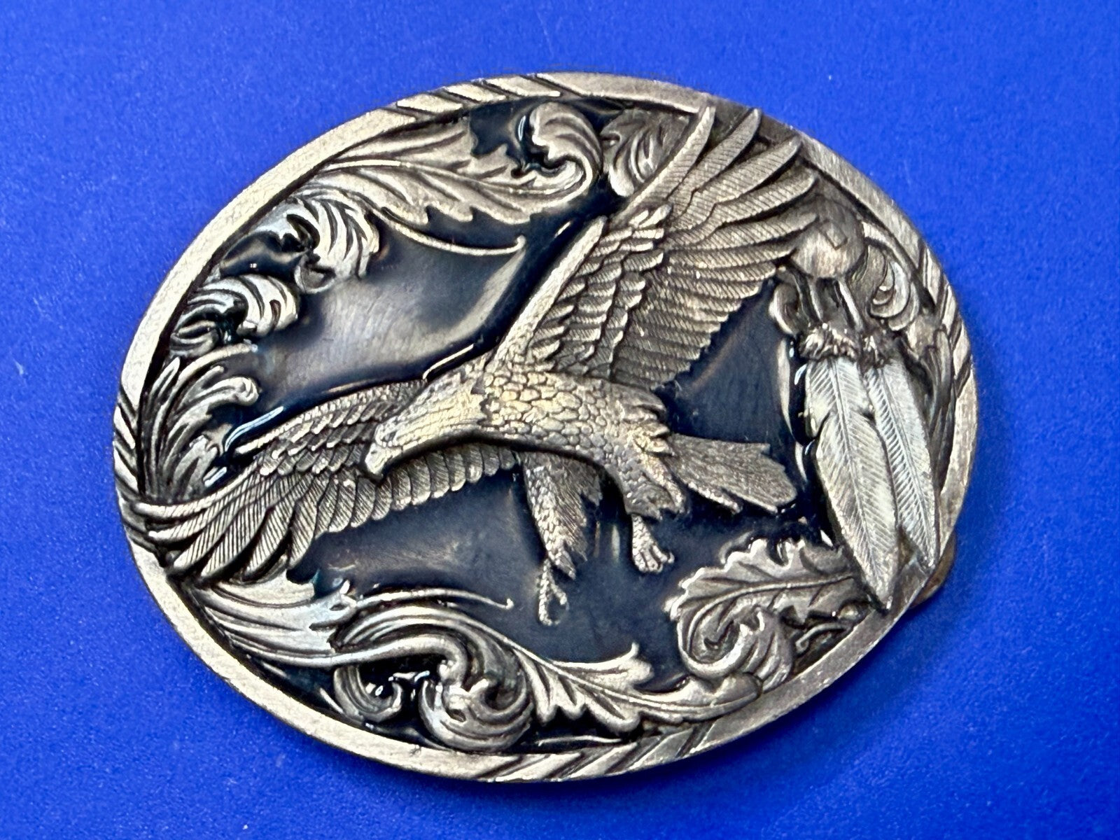 American Indian Flying Eagle Native Feather VTG 1995 Siskiyou Belt Buckle A-2