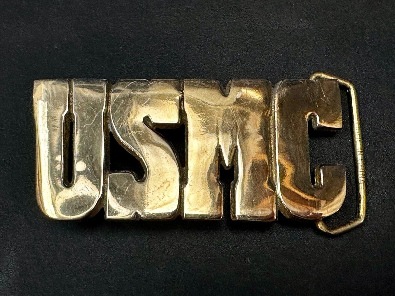 USMC United States Marines Patriotic Block Letter Baron Brass Belt Buckle