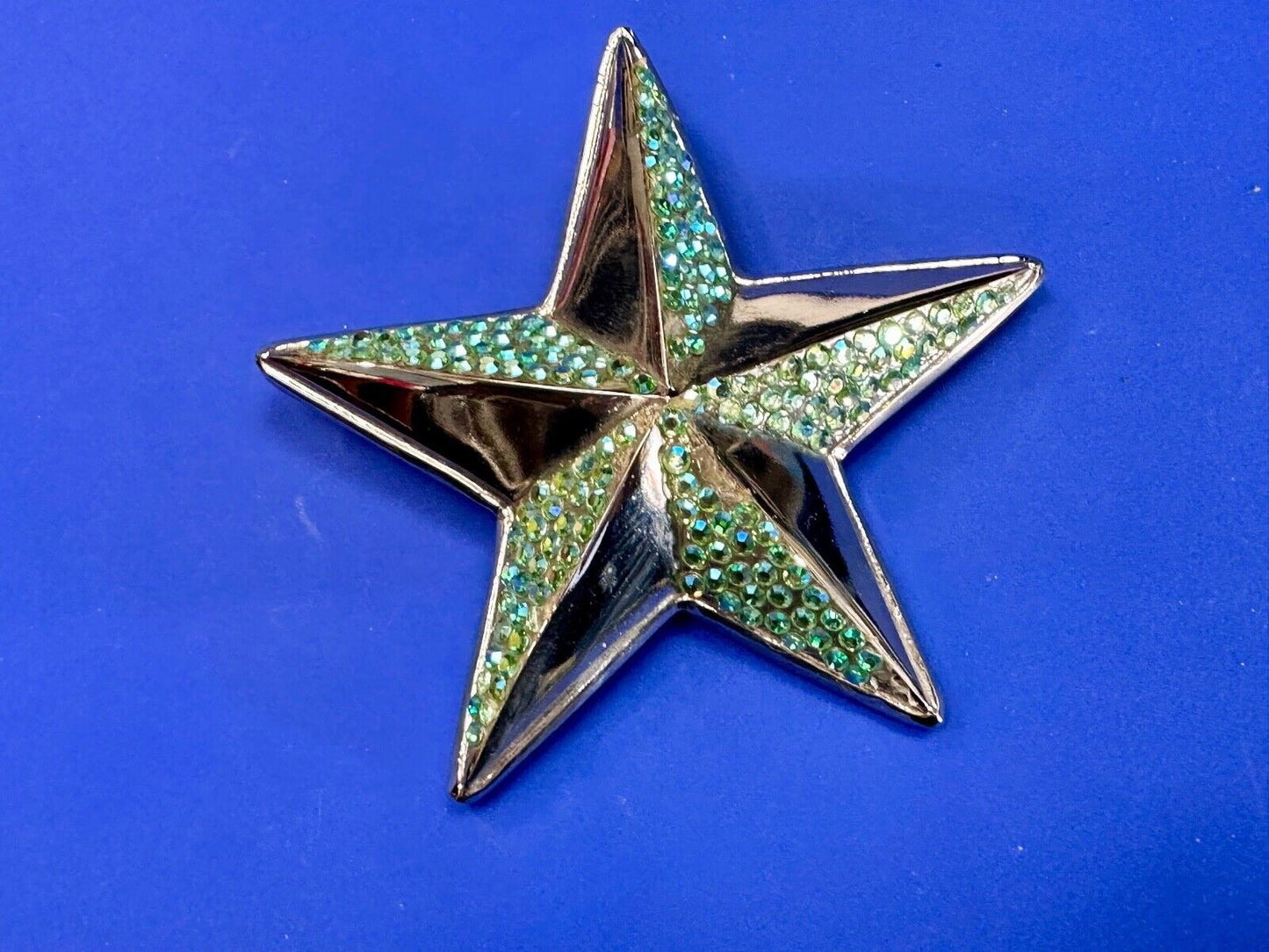 3D STAR dimensional vintage belt buckle by silver star -  missing rhinestone's