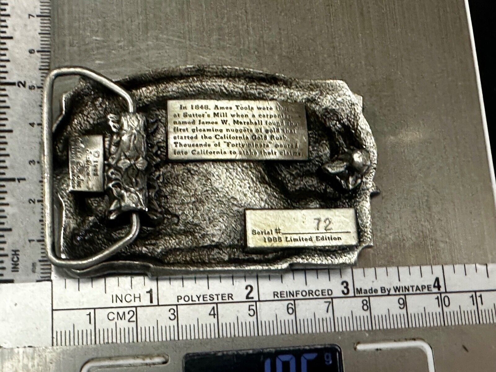 Ames Tools The Gold Rush of 1849 Commemorative Limited Siskiyou 90's Belt Buckle