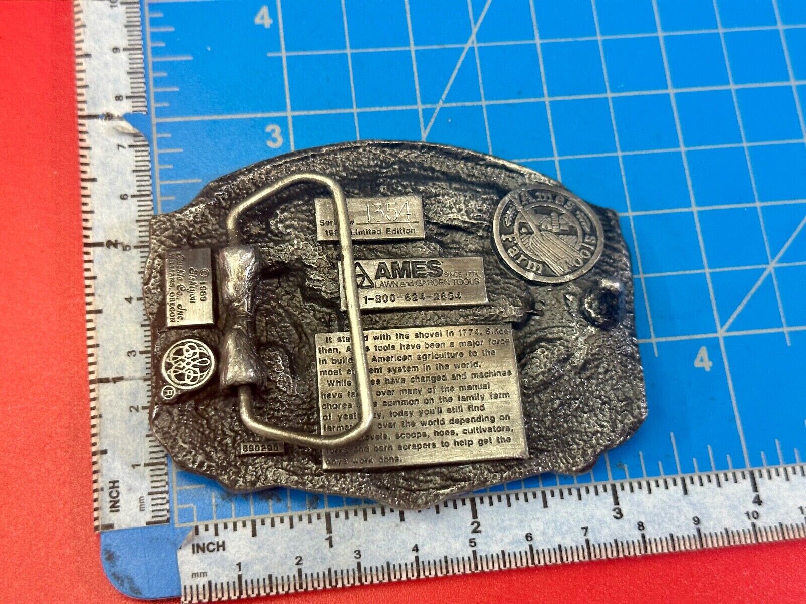 Ames Tools, helping America Grow 1989 Siskiyou Belt Buckle Lawn & garden supply