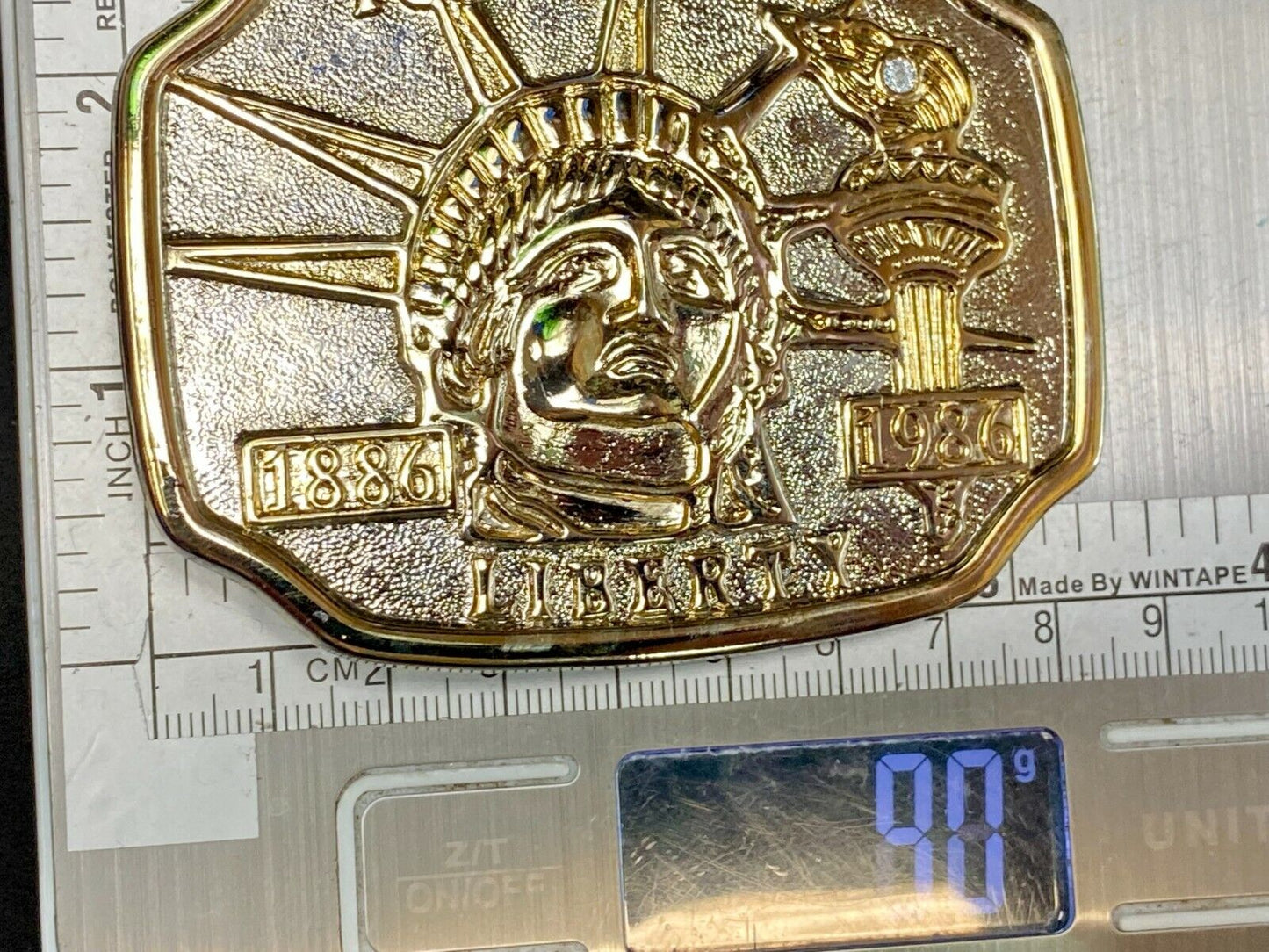 100 Years Of Liberty - Statue Usa Commemorative Gold & Silver Tone Belt Buckle