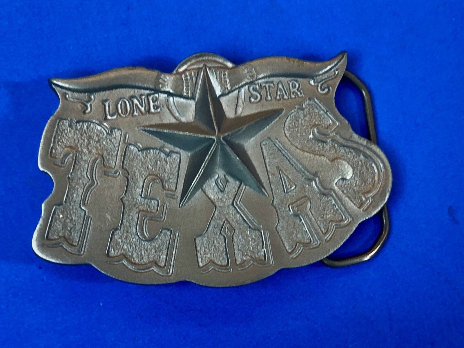 Vintage Great American Buckle Co Tx Texas Lone Star State - Long Horn Cowboy 