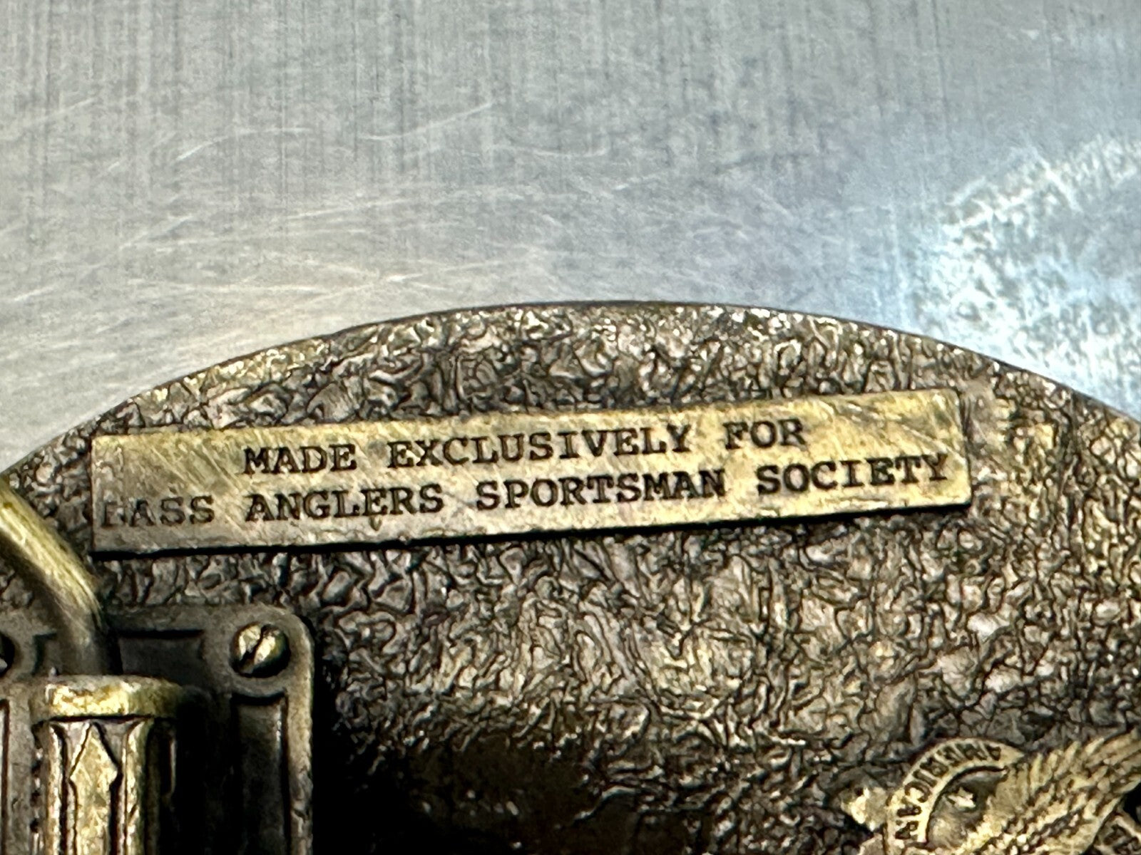 BASS Anglers Sportsman Society LIFE MEMBER Brass Tone Great American Belt Buckle