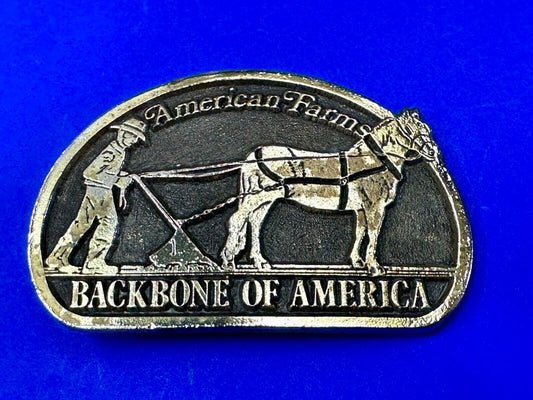 American Farm's, The Backbone of America - Patriotic Farm Theme Vtg. belt buckle