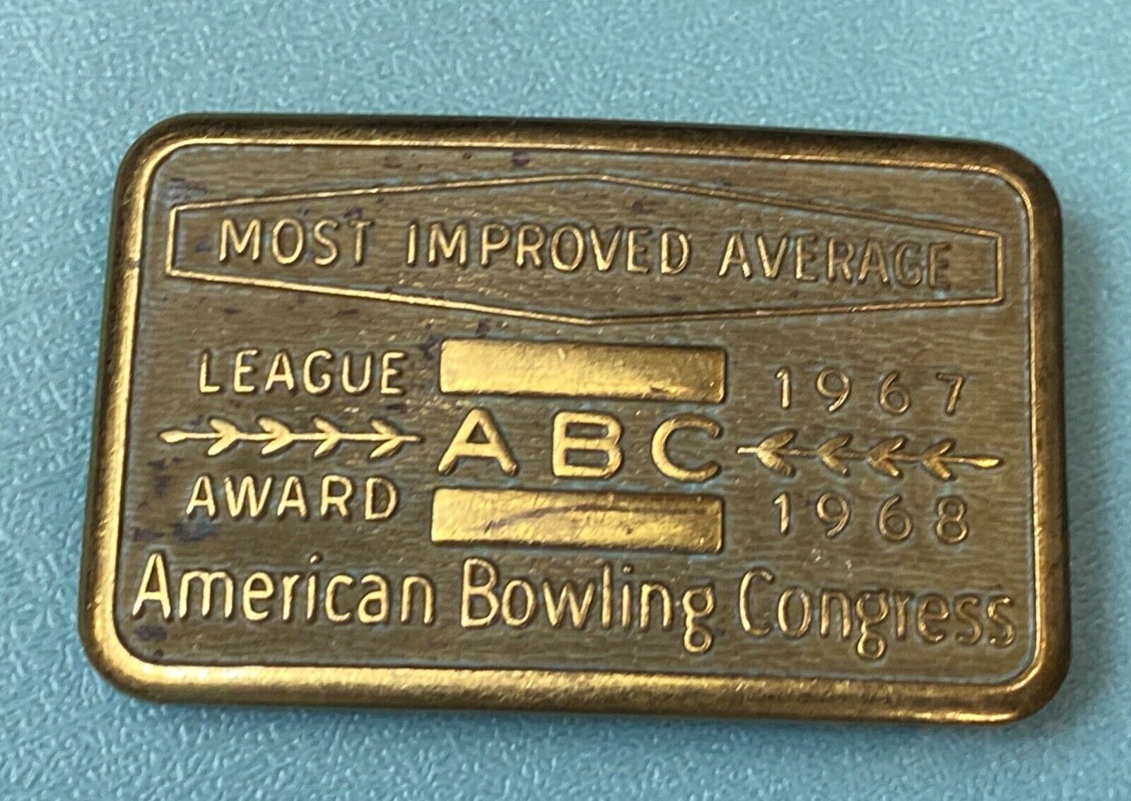 ABC Bowling Bowler's BLANK Most improved average award belt buckle NOT engraved!