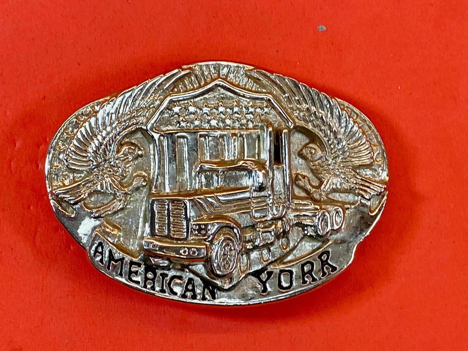 Vintage American Yorr Belt Buckle - Semi Tractor Truck Driver Big Rig 18 Wheeler