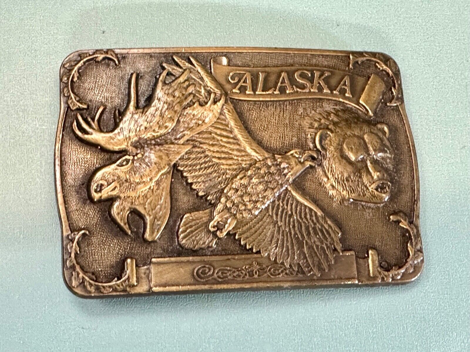 Alaska the great land State Wildlife Commemorative belt buckle. by RJ