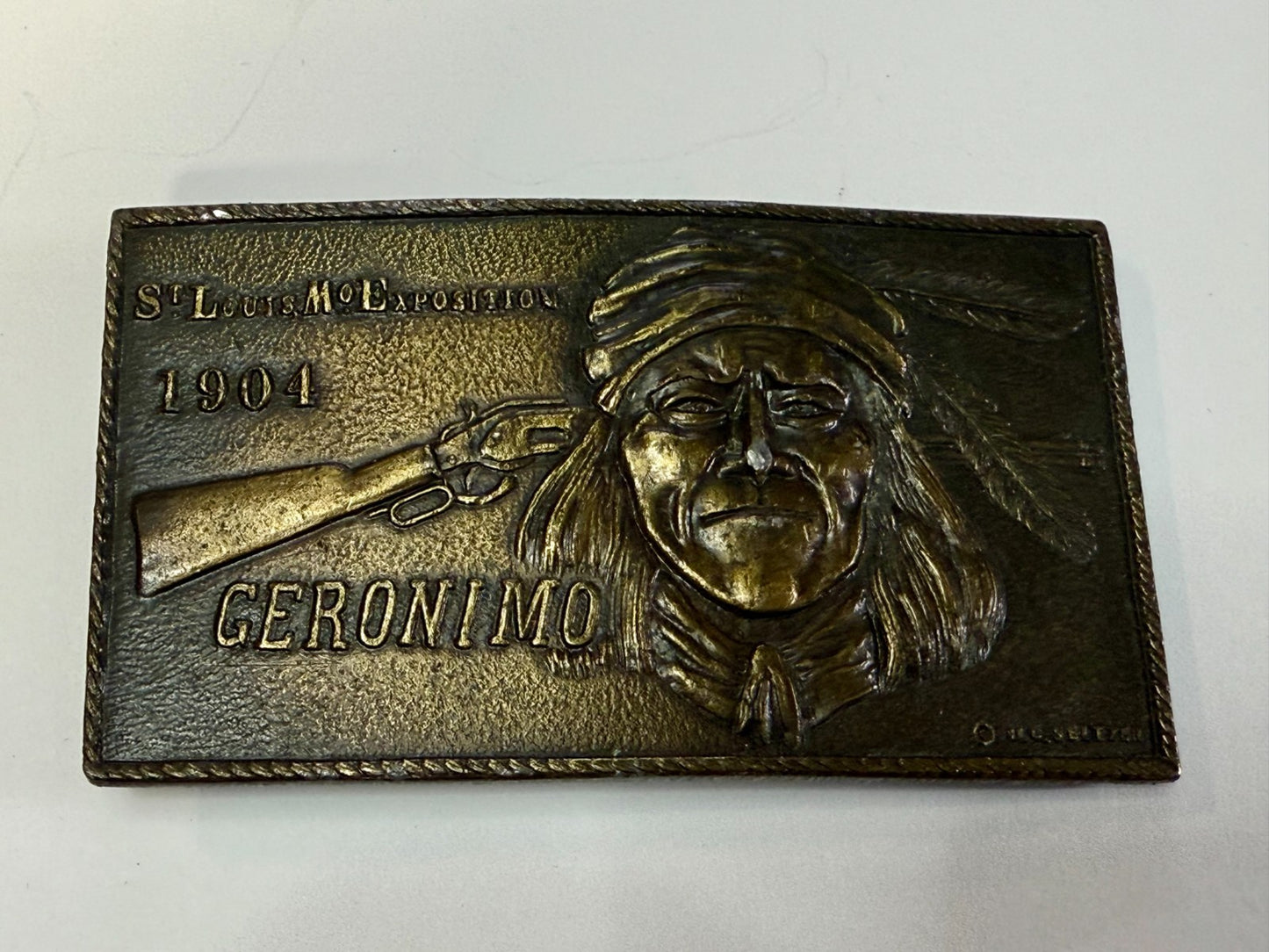 1904 St. Louis Exposition GERONIMO Native American Indian Bergamot Belt Buckle
