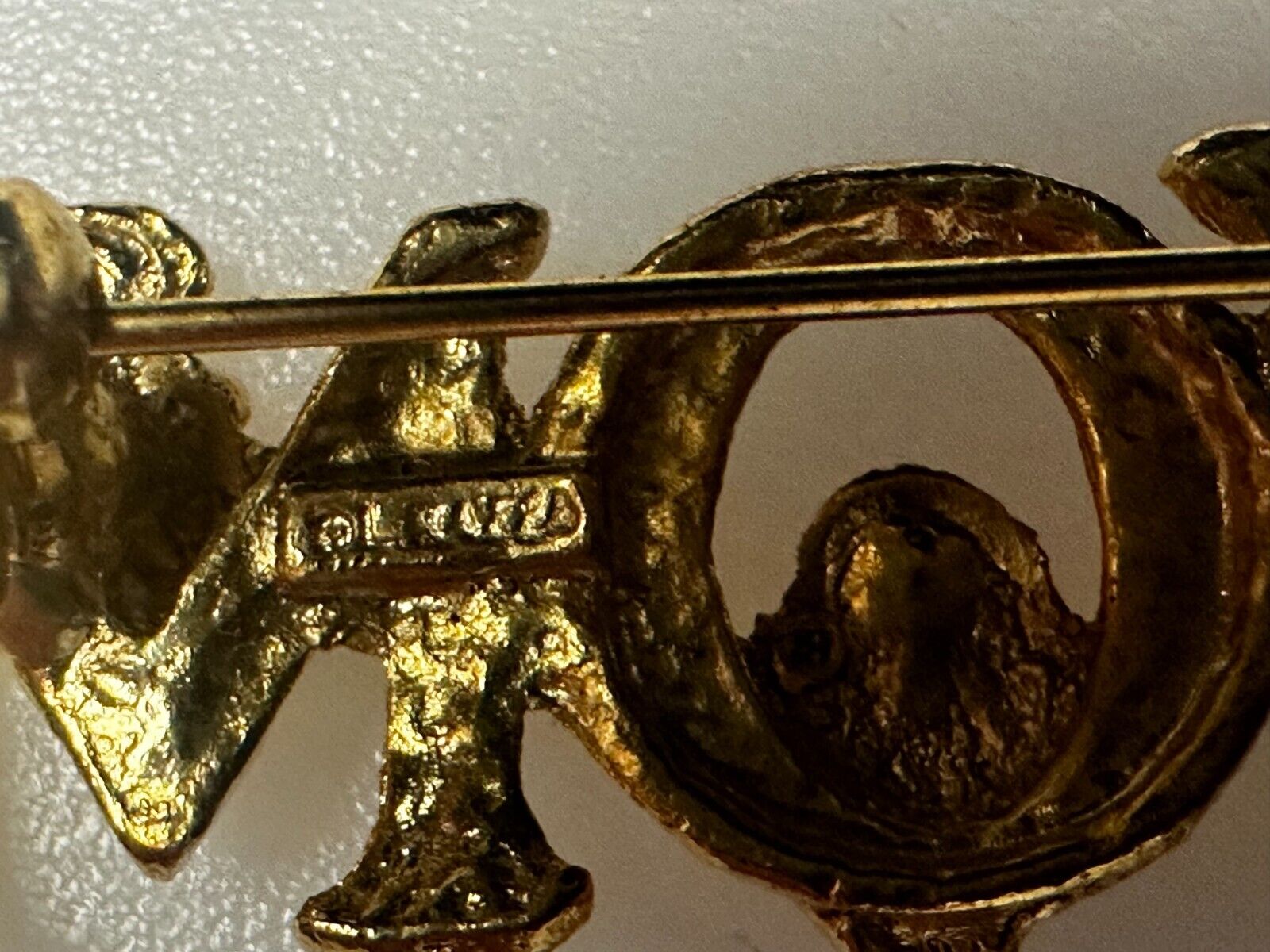 Angel MOM Mothers Day Gift Gold Tone Brooch Pin Signed  L. Razza