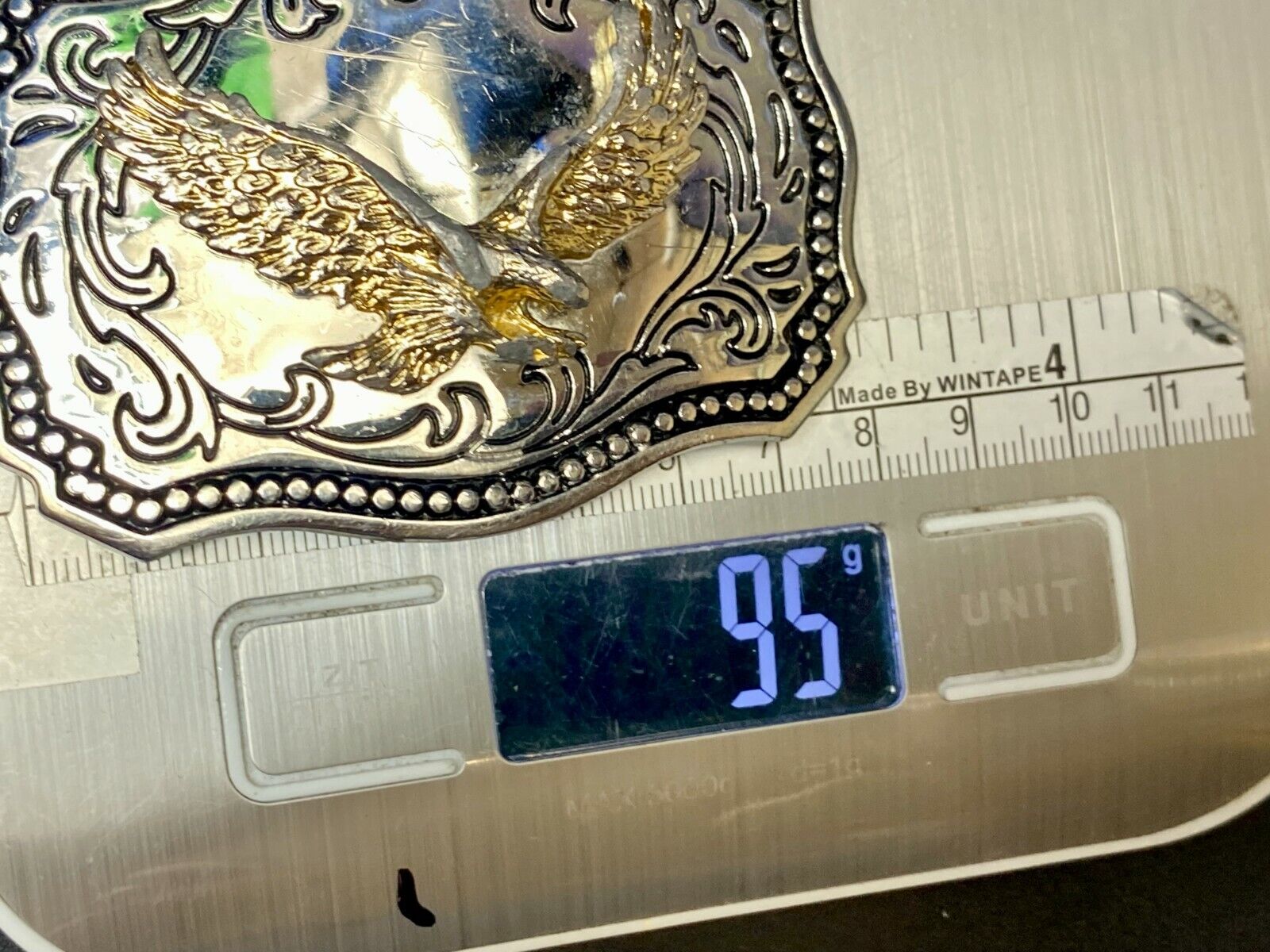 A Made Western Framed American Eagle - Hunting For Food Wings Wide Belt Buckle