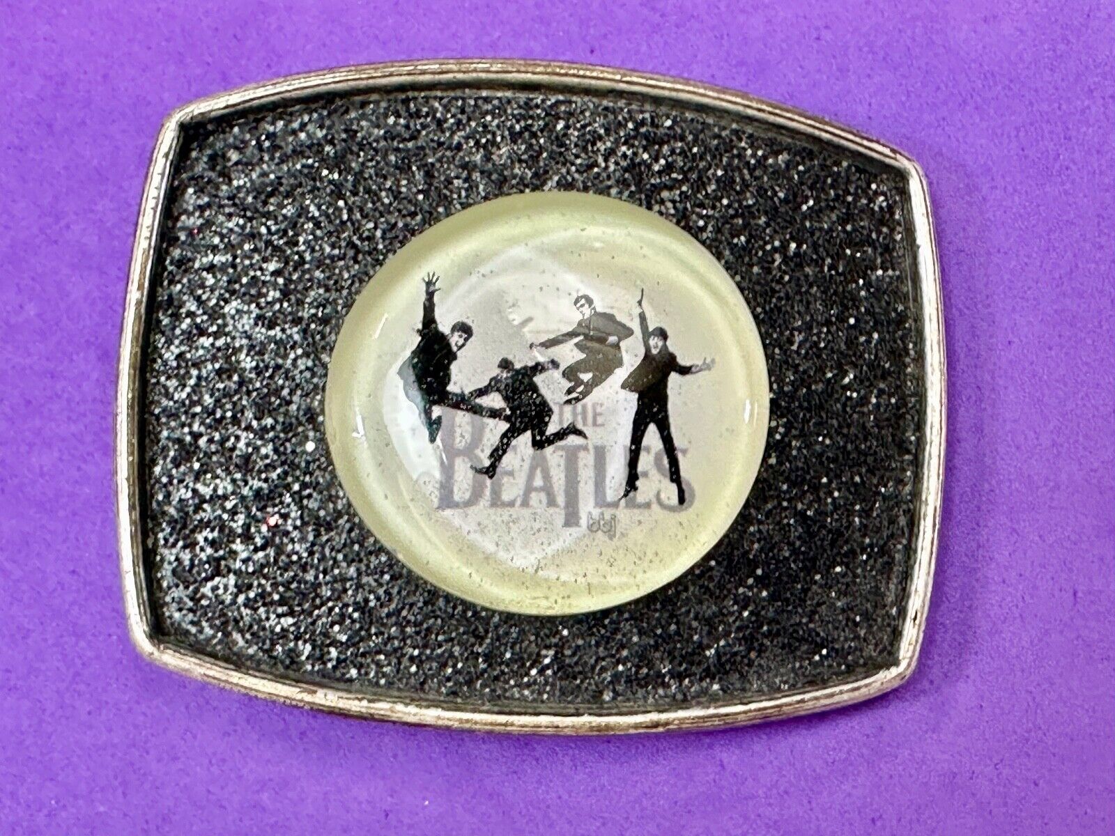 The Beatles - Black White Round Centerpiece belt buckle by Century Canada