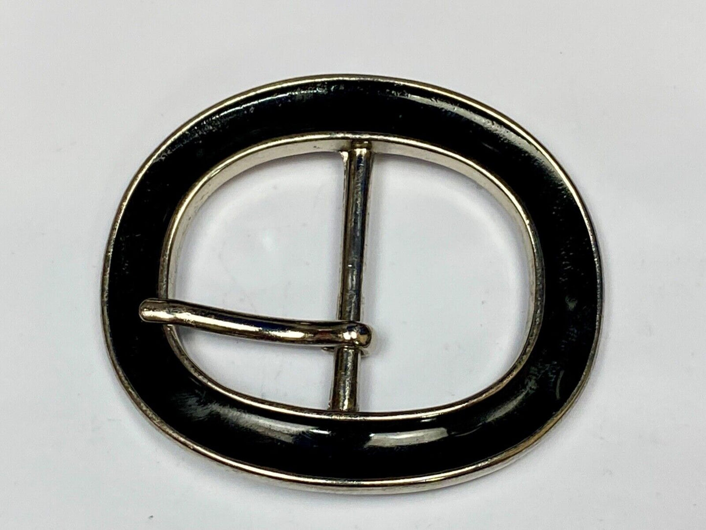 3" Wide Formal Silver And Black Color Oval Belt Buckle - Retro Vibe