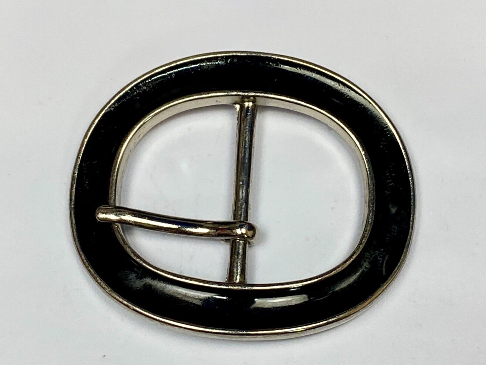 3" Wide Formal Silver And Black Color Oval Belt Buckle - Retro Vibe