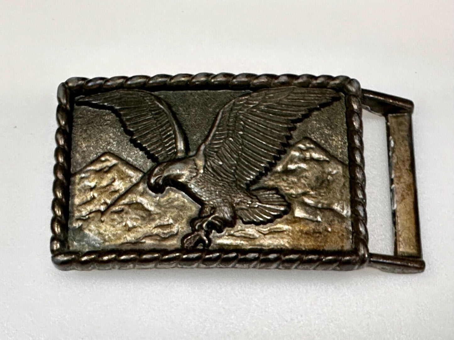 American Bald Eagle flying over majestic USA mountains Vintage Belt Buckle