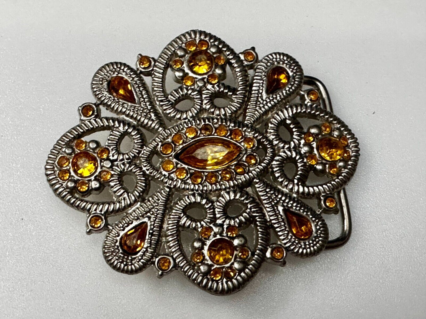 Victorian Style Yellow Rhinestone Jeweled Women's Ladies Fashion Belt Buckle
