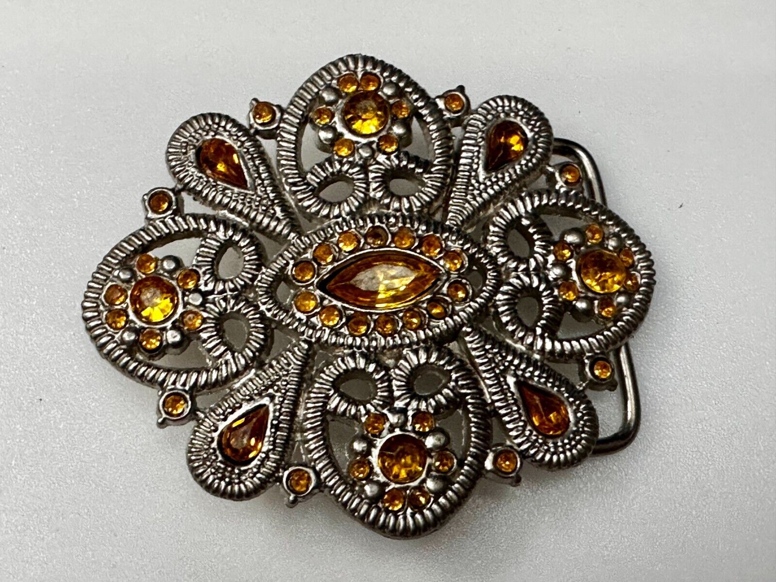 Victorian Style Yellow Rhinestone Jeweled Women's Ladies Fashion Belt Buckle