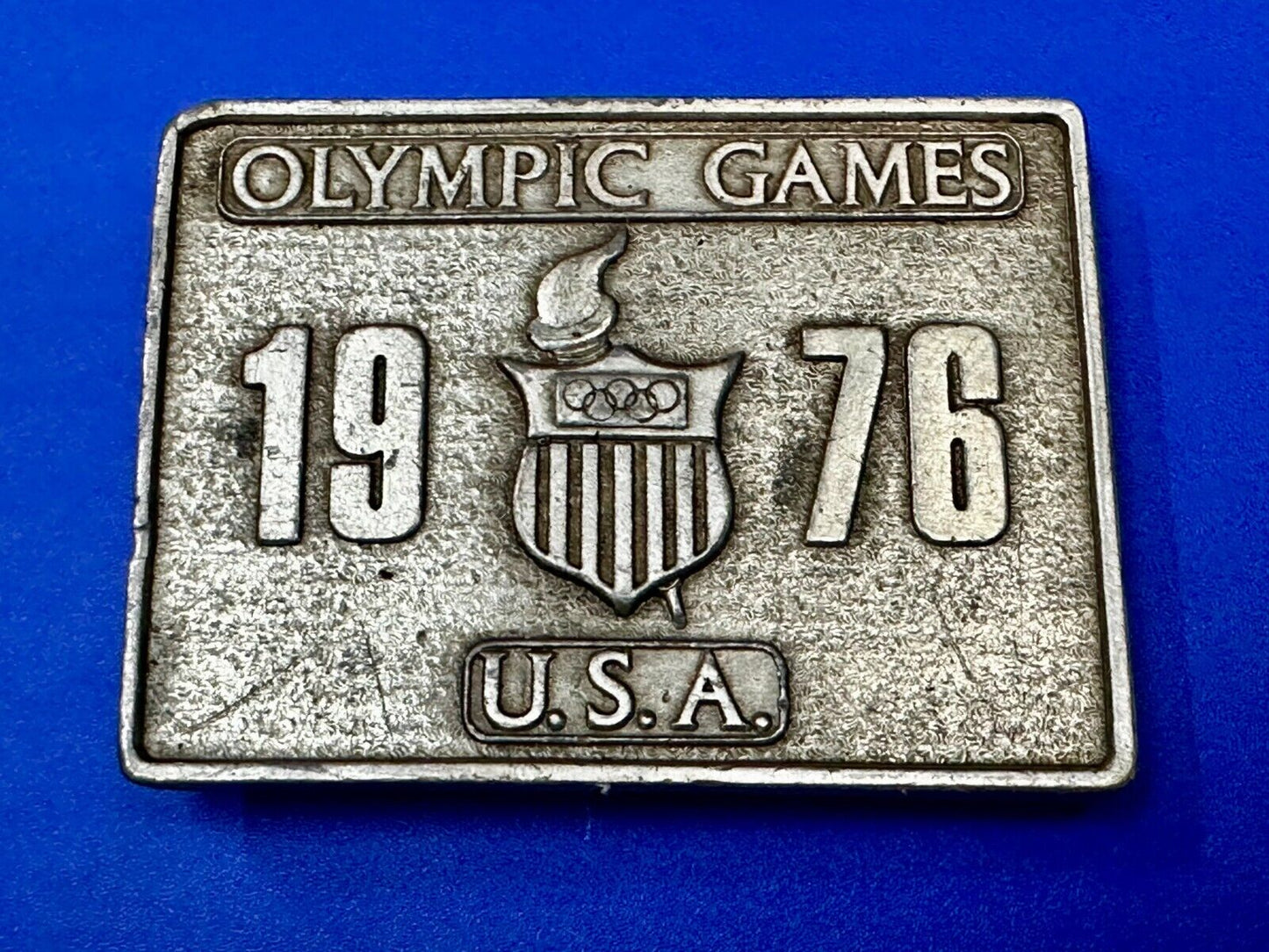 1976 Olympic Games USA Vintage Rectangle Bergamot Brass Works Belt Buckle