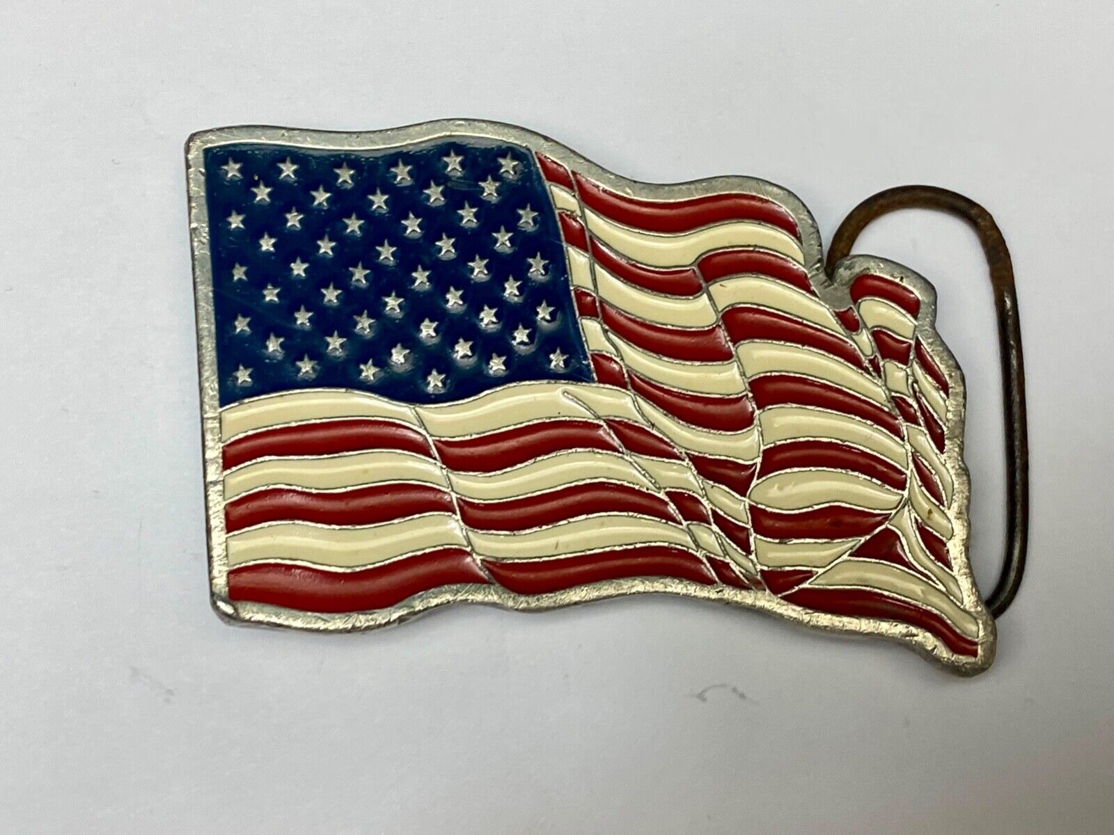 Usa Patriotic American Flag Waving Free Vintage 1999 Bergamot Belt Buckle C-258
