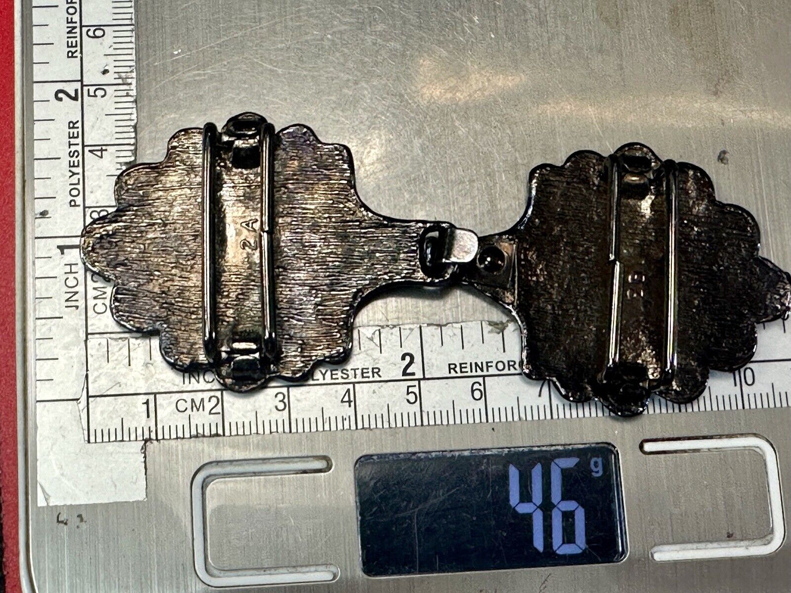 Two piece interconnecting leaf style shape vintage belt buckle