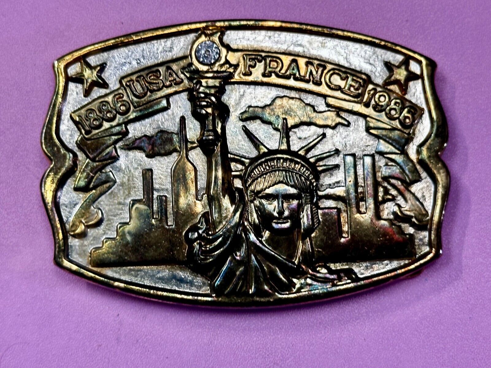 1886-1986 USA FRANCE Statue of Liberty belt buckle - Hammond Mint Commemorative