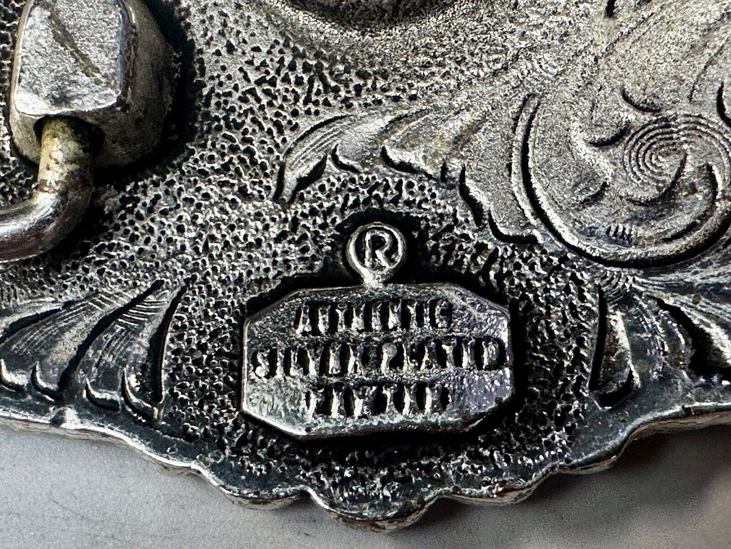 Authentic Silver Plated Western Cowboys flower swirl design Large Belt Buckle