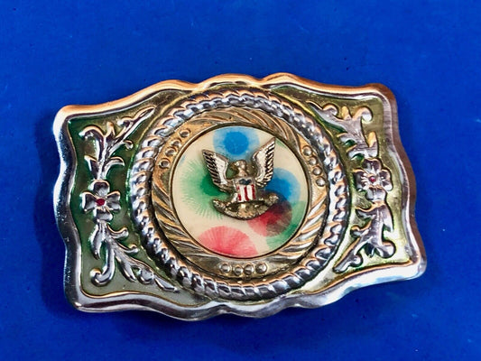 vintage made in Mexico - unknown makers mark silver centerpiece USA belt buckle 