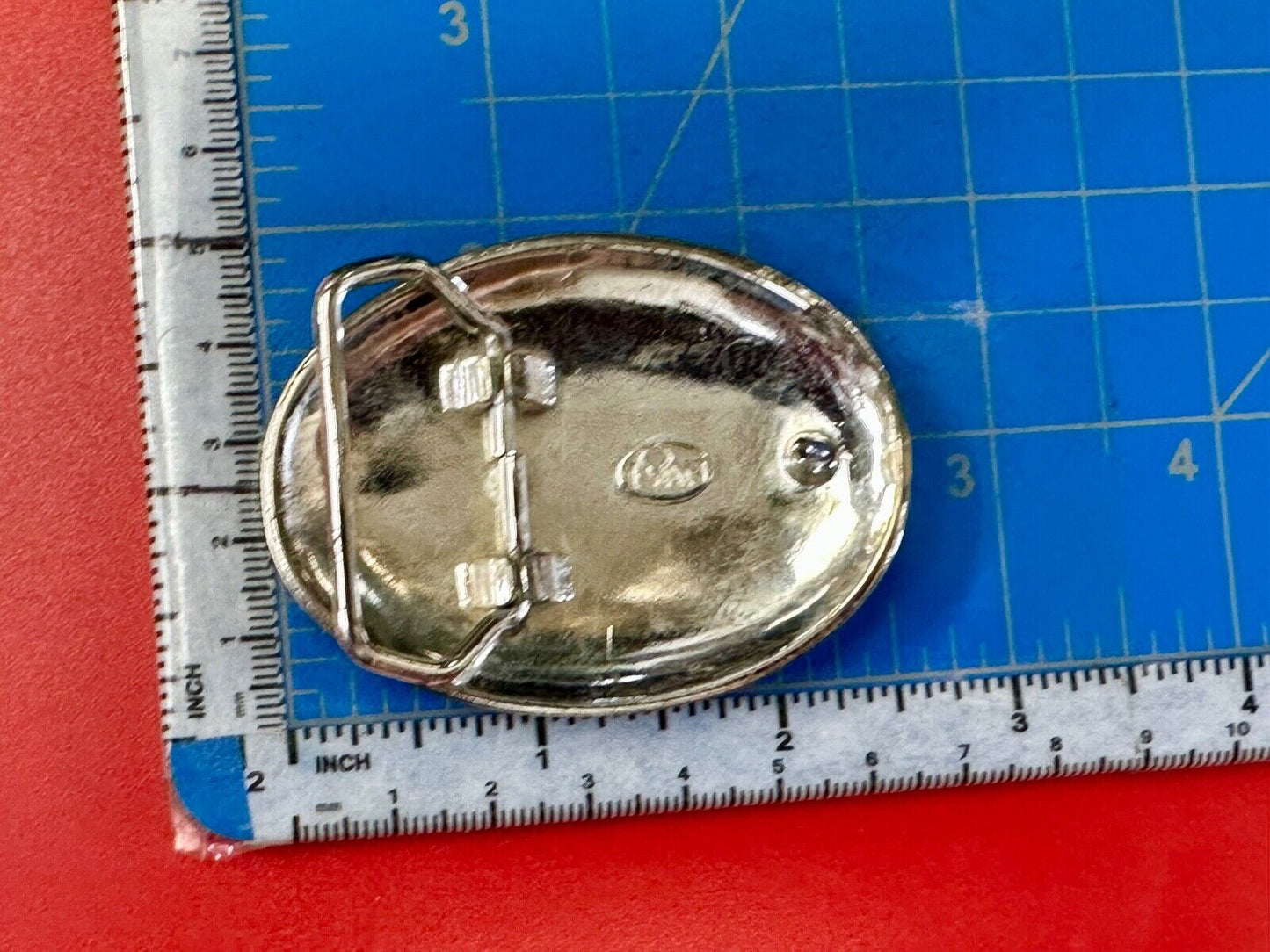 Vintage Horse Head  Two tone oval western 2.75" wide belt buckle by Ivan