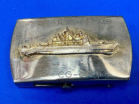 USS Gettysburg CG-64 Ticonderoga-class battleship solid brass belt buckle