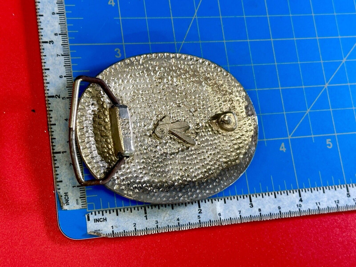 THUNDERBIRD Inlaid turquoise & Coral belt buckle - see hallmark ---   to restore
