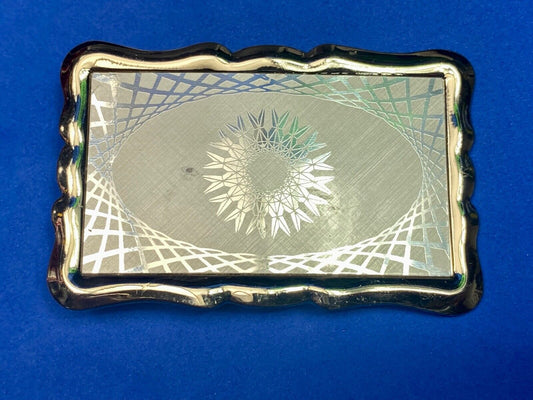 Vintage Etched Star Western Burst Pattern Fine Line Snowflake Belt Buckle 