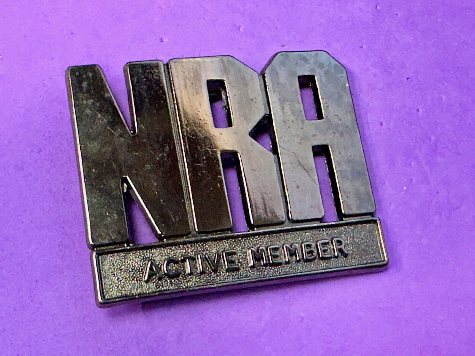Vintage 1980's NRA Active Member Black Belt Buckle National Rifle Association