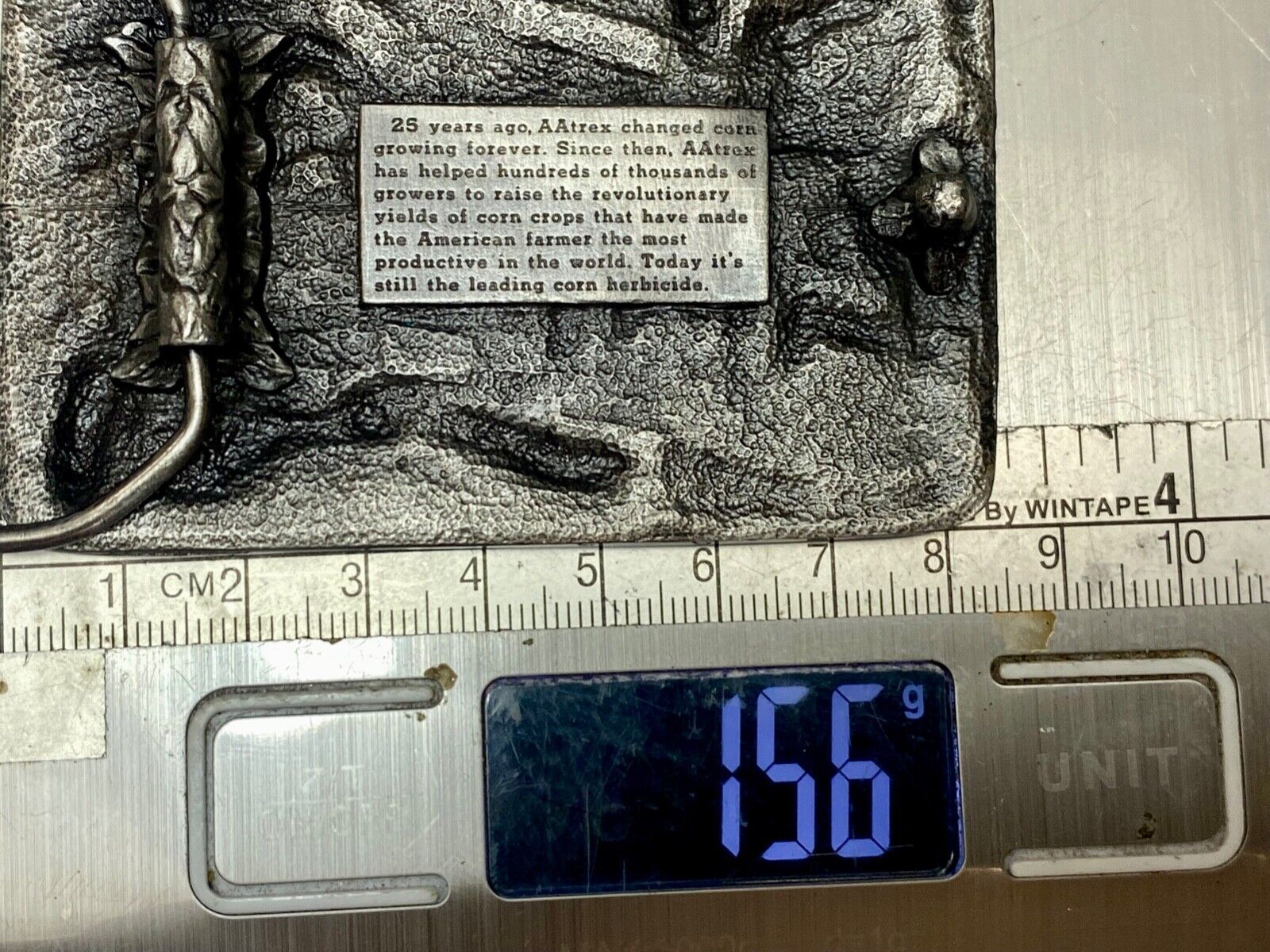 AAtrex Silver Anniversary in Corn Belt Buckle 3.5" Herbicide Farming Farm Barn