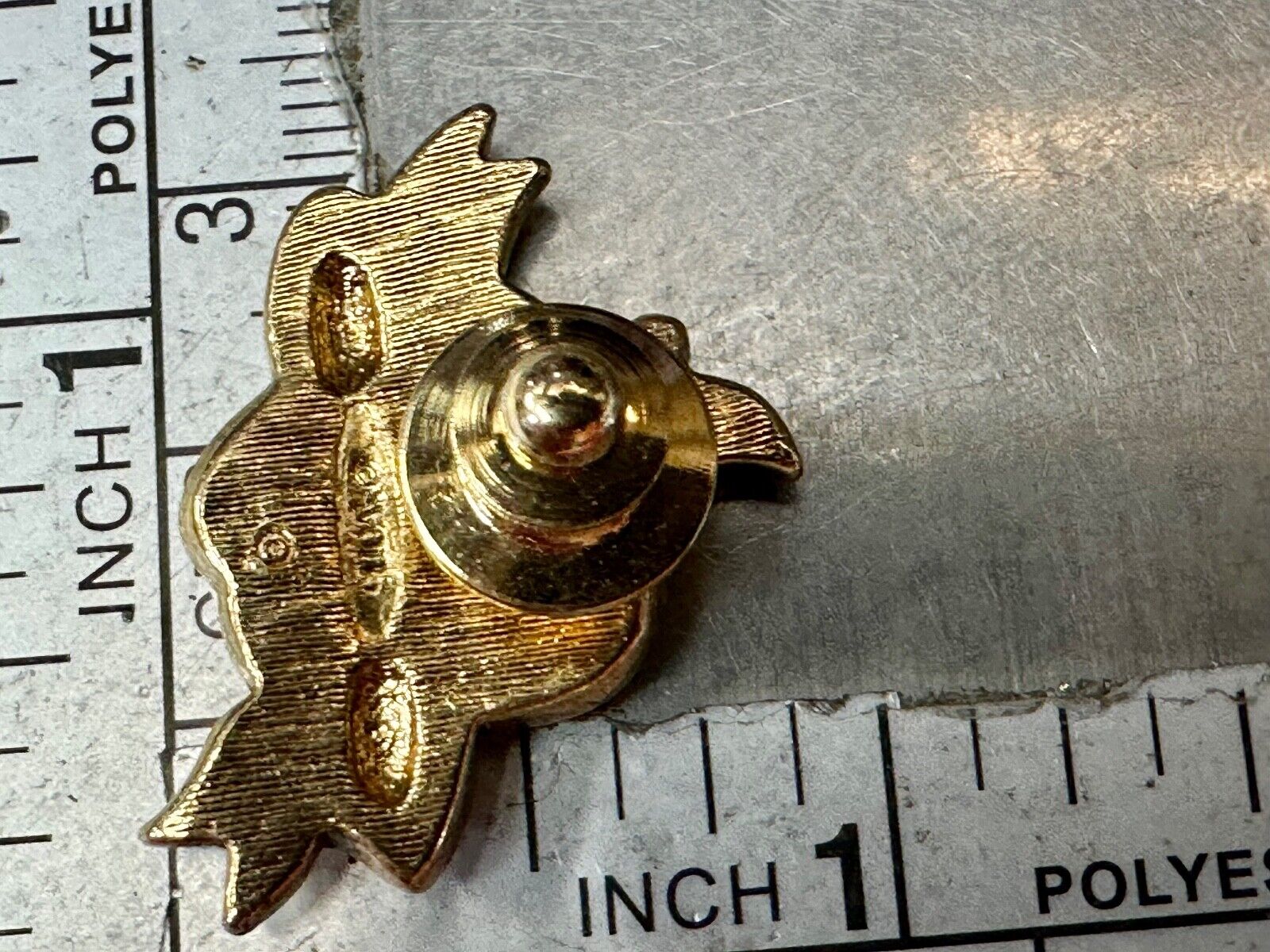 Apple Brooch Pin #1 Teacher Red Rhinestone Avon signed gold tone brooch