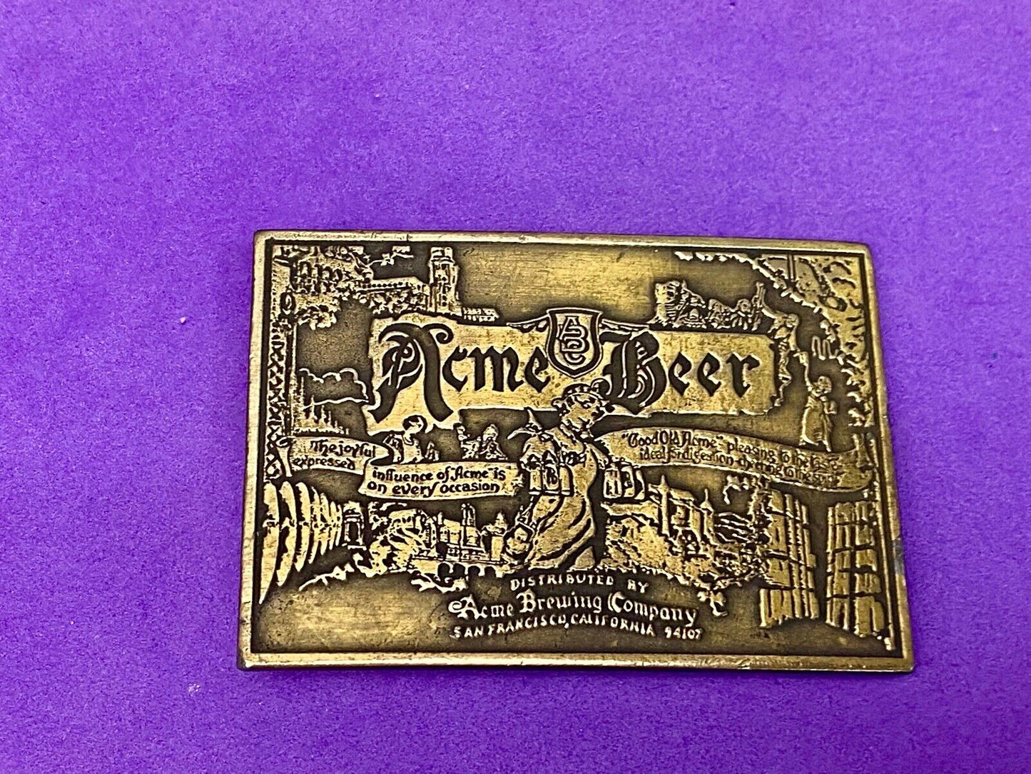 Acme Beer Brewing Company Collectors Hpc Belt Buckle San Fransisco California 