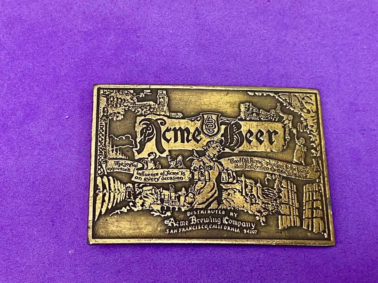 Acme Beer Brewing Company Collectors Hpc Belt Buckle San Fransisco California 