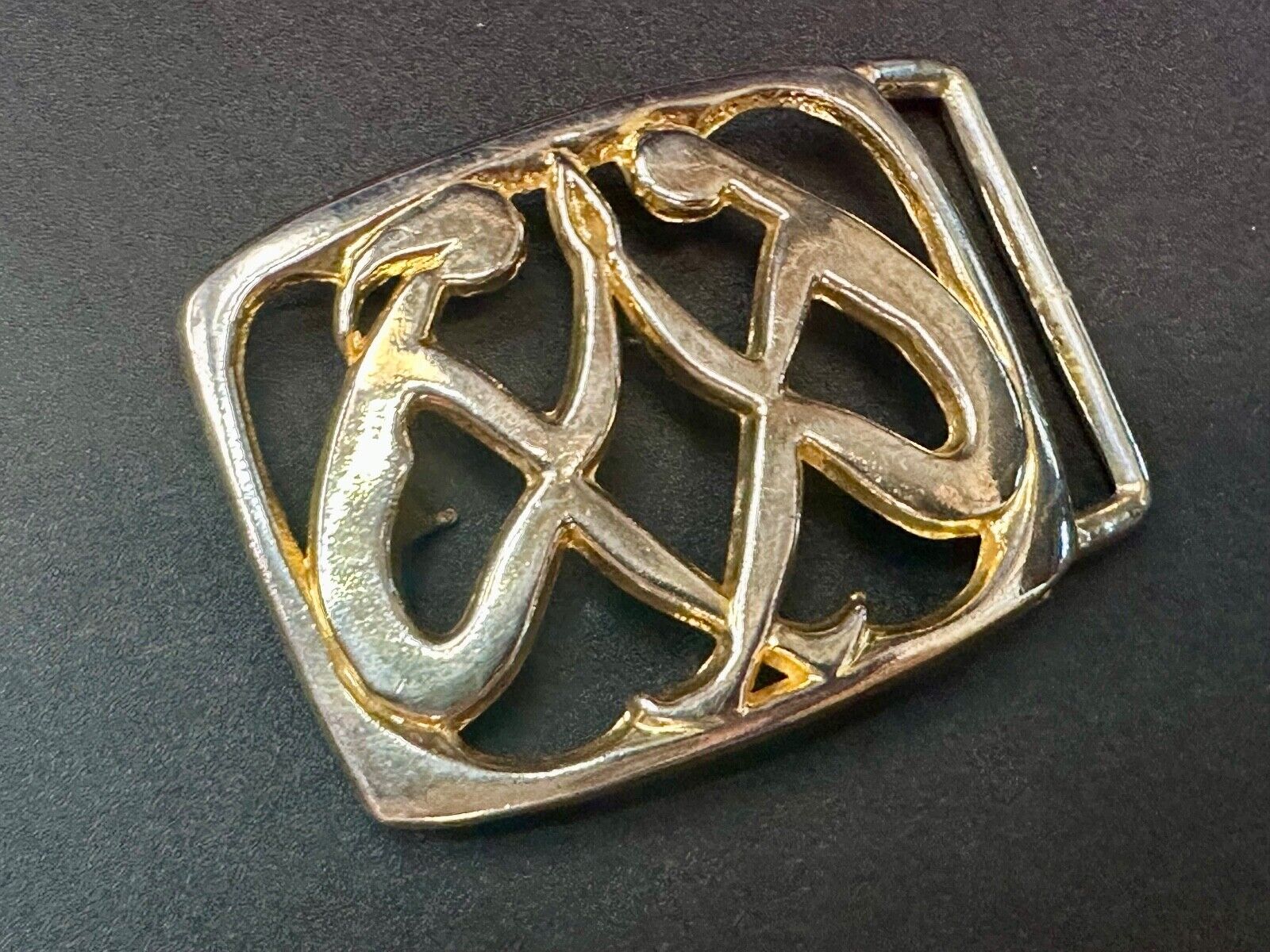Abstract gold color Two Women touching palms  - Hippy see through belt buckle